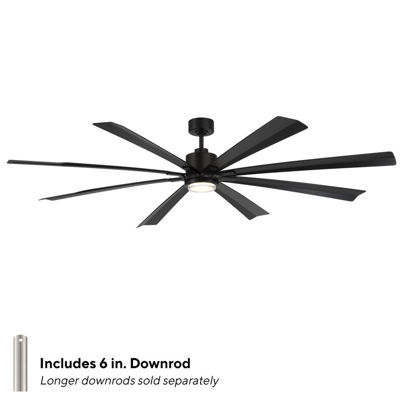 Size Matters 8-Blade Smart Ceiling Fan, 84", No, Matte Black