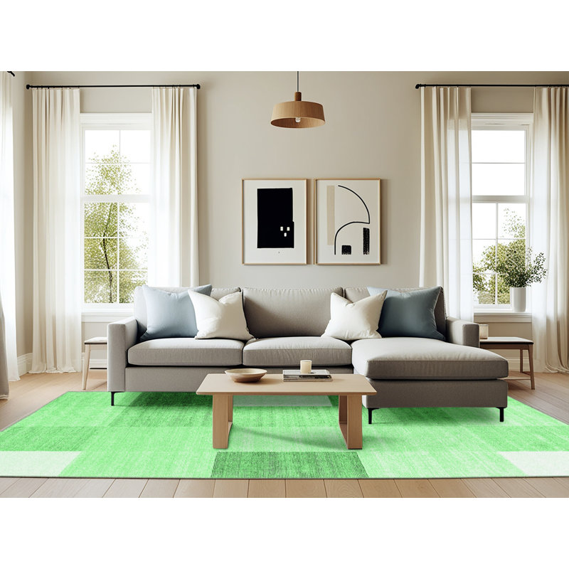 Washable Checkered Indoor Rug, Rectangle 6' x 9'