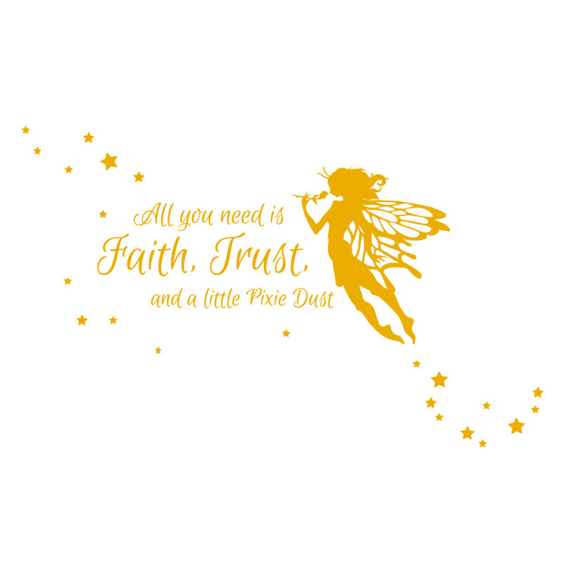 Décalcomanie murale poussière pixie all you needs, H 24 po x l 39 po x P 0,01 po, Jaune signalisation