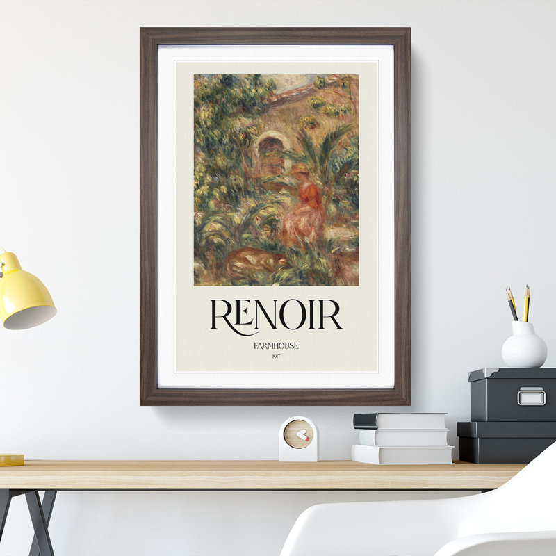 Farmhouse Vol.1 by Pierre-Auguste Renoir - Single Picture Frame Print, 48cm H x 36cm W x 2cm D, Walnut Framed
