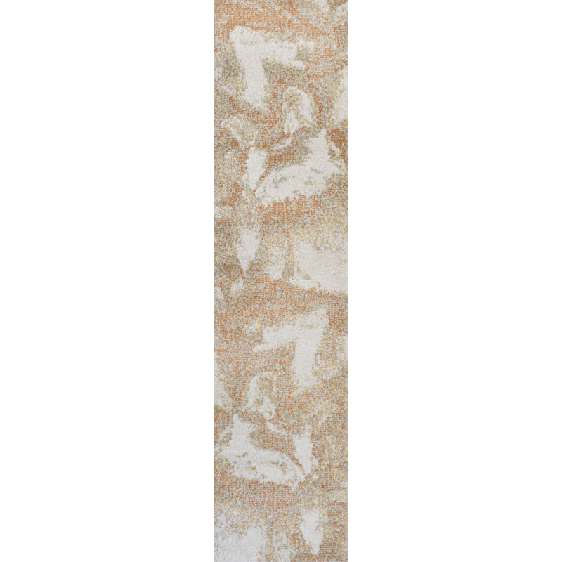 Coban Abstract Two-Tone Modern Orange/Beige/Cream Rug, Runner 2' x 8'