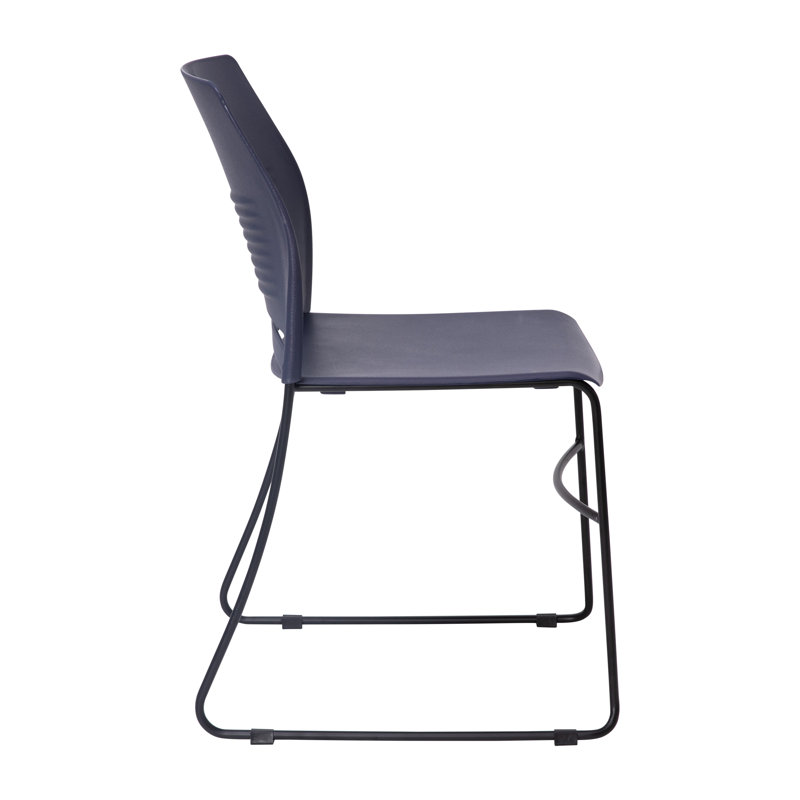 Navy Armless Metal Stacking Reception Chairs, Set of 5