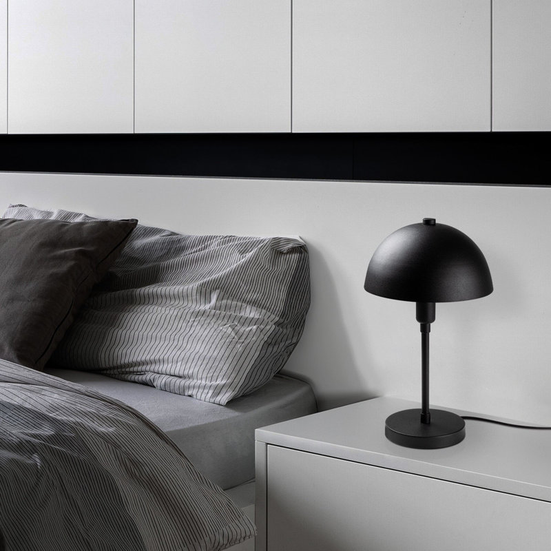 Modern Industrial Table Lamp, Black Metal Body, 7.9 x 7.9 x 13.8 inches | Ø7.9 inches Shade, 0.8 inches Base Plate | 6.6 ft Cable with On/Off Switch, E14 Socket (Max 40W) | Stylish Lighting for Home & Office Décor