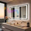 Miroir de salle de bain DEL 70 x 100 cm avec éclairage, haut-parleur Bluetooth, affichage intelligent de l'heure et de la date, traitement antibuée et miroir de courtoisie à intensité variable (3 couleurs).-306652687