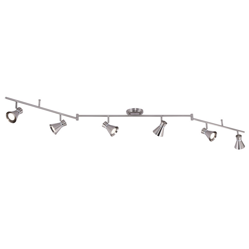 Ensemble de rail d'éclairage 6 lumières Aleezay, Nickel brossé / chrome