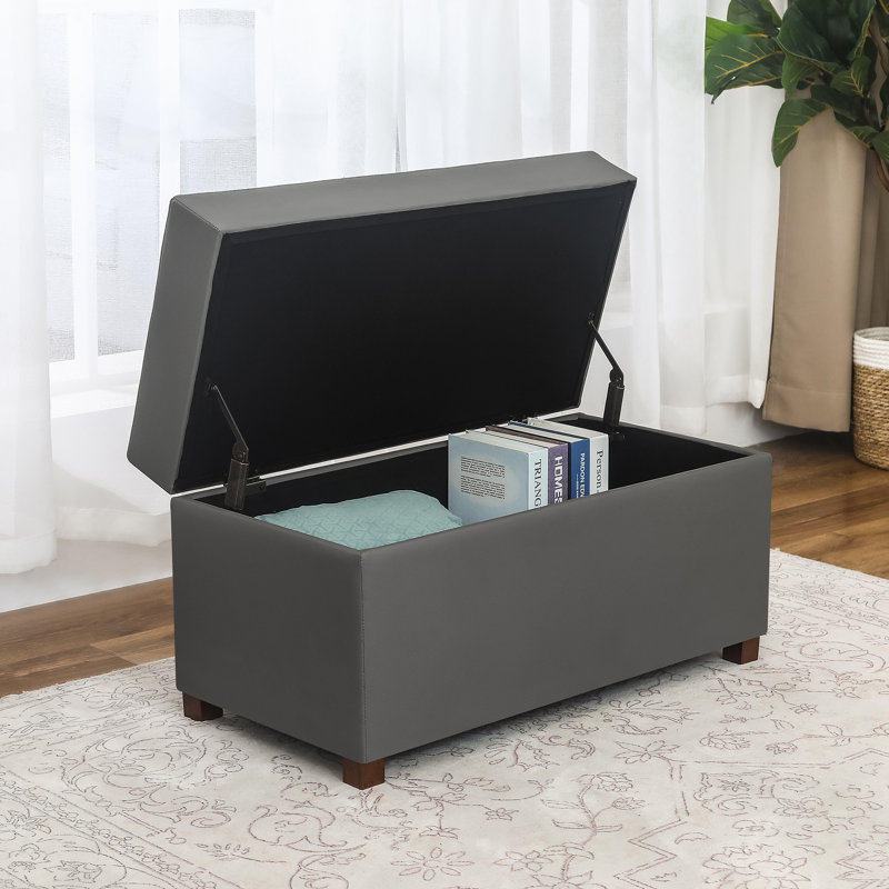 Banc de rangement avec repose-pieds 31 po, Gris