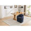Fauteuil de salle à manger rotatif 360 ° en tissu de chenille avec coussin et roulettes, bleu pour l'intérieur-176255485