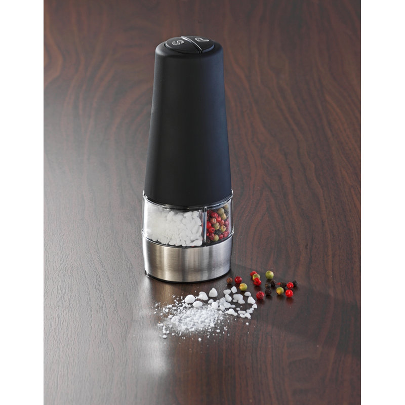 Brand Battery Powered Two -in-1 Salt & Pepper Combination Mill, Black