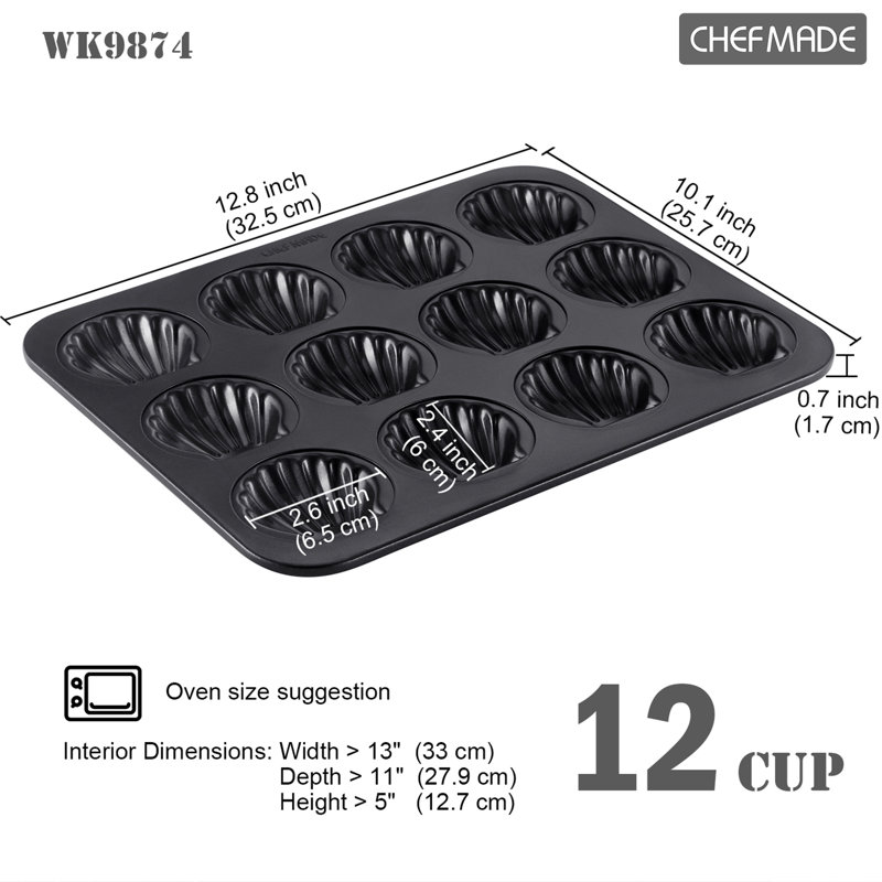CHEFMADE Madeleine Pan, Nonstick 12 Cavity Scallop Shell Bakeware