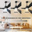 Ventilateur de plafond intelligent 60 po avec lumière, 3 pales ABS, télécommande à 6 vitesses et commande vocale APP, 3CCT, à intensité variable, moteur réversible BLDC-133438086-133334315