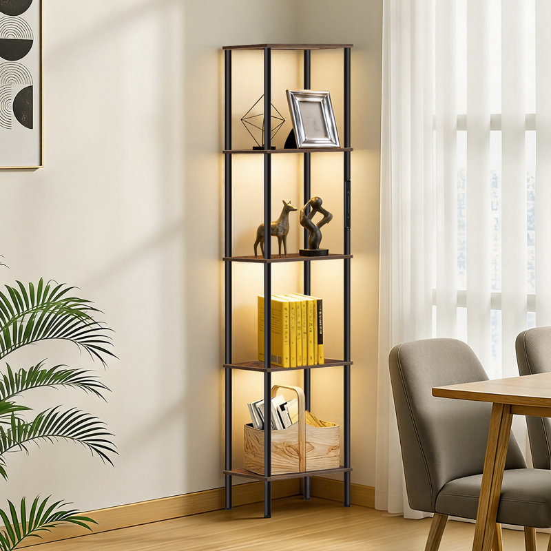 Bibliothèque avec lumière, Brun