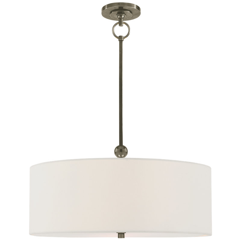 Thomas O'Brien Reed Hanging Shade, Antique Nickel, White, Fabric
