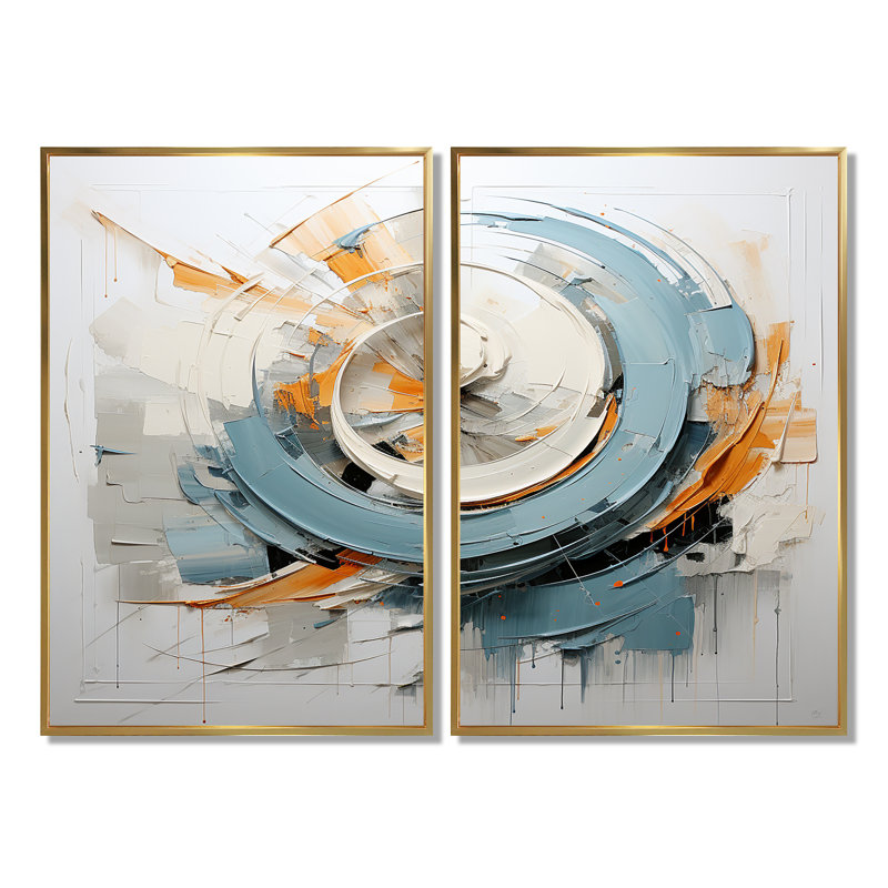 Whispering Motion - Abstract Spirals Wall Decor, Floater Framed Print, 36" H x 48" W, Gold