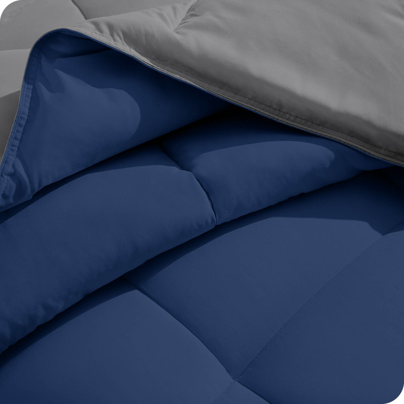 Reversible Dark Blue and Gray Down Alternative Microfiber Comforter