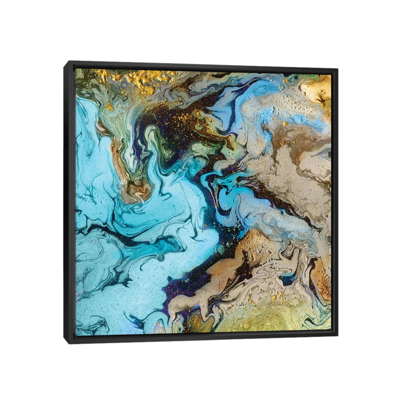 « marble i », impression sur toile, H 18 po x l 18 po x P 1,5 po, Toile avec cadre noir, Pas de tapis