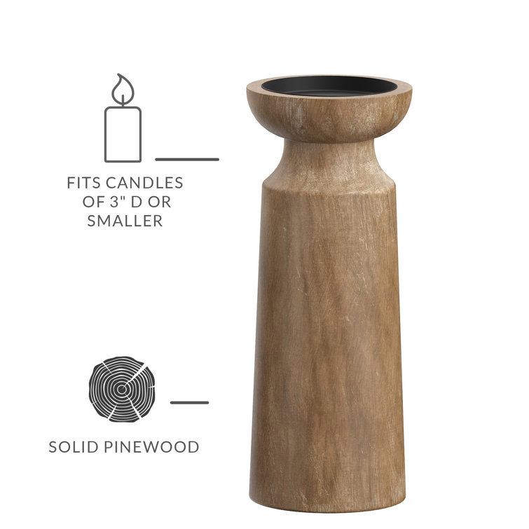 Charlton Home® Ava 3 Piece Wood Candle Holder Set