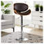Tabouret de bar pivotant moderne avec hauteur réglable, structure en bois cintré noyer et coussin en similicuir blanc-130173375-130173373