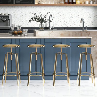 Ensemble de 4 tabourets de bar pivotants réglables, tabourets de comptoir industriels en métal avec repose-pieds, chaises de bar pour îlot de cuisine, bar personnel, pub