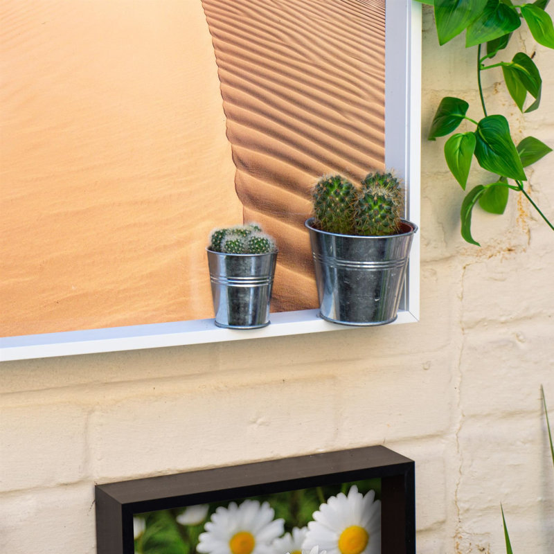Bevelled Shadow Box Picture Frame with Mat, 16.5cm H x 16.5cm W x 6cm D, White/White