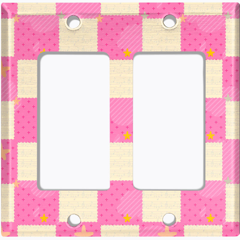 Plaque murale décorative rose avec coffre à jouets 2 bandes