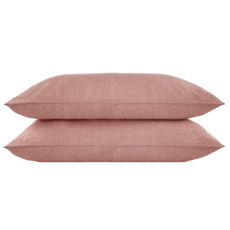 100% French Linen Pillowcase Set, Clay, Standard Pillowcase