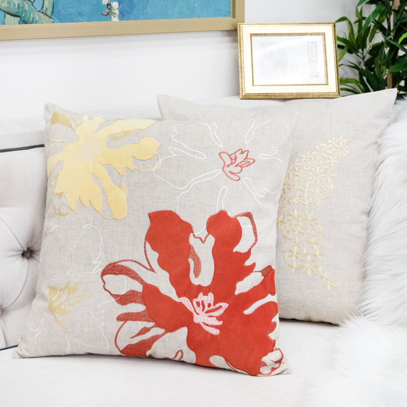 Floral Throw Pillow, Amber