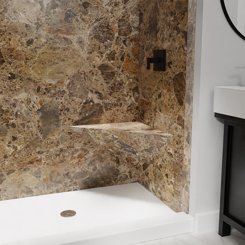 Siège d'angle flottant FlexStone de 27 po en Breccia Paradiso, Breccia Paradiso