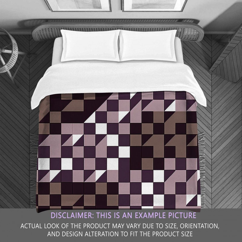 Polyester Comforter, Twin Comforter, Brown/Purple Checkered
