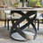  Modern Round Dining Table, Sintered Stone Tabletop with Lazy Susan, Carbon Steel Base Pre-Assembly-599577217-562449805