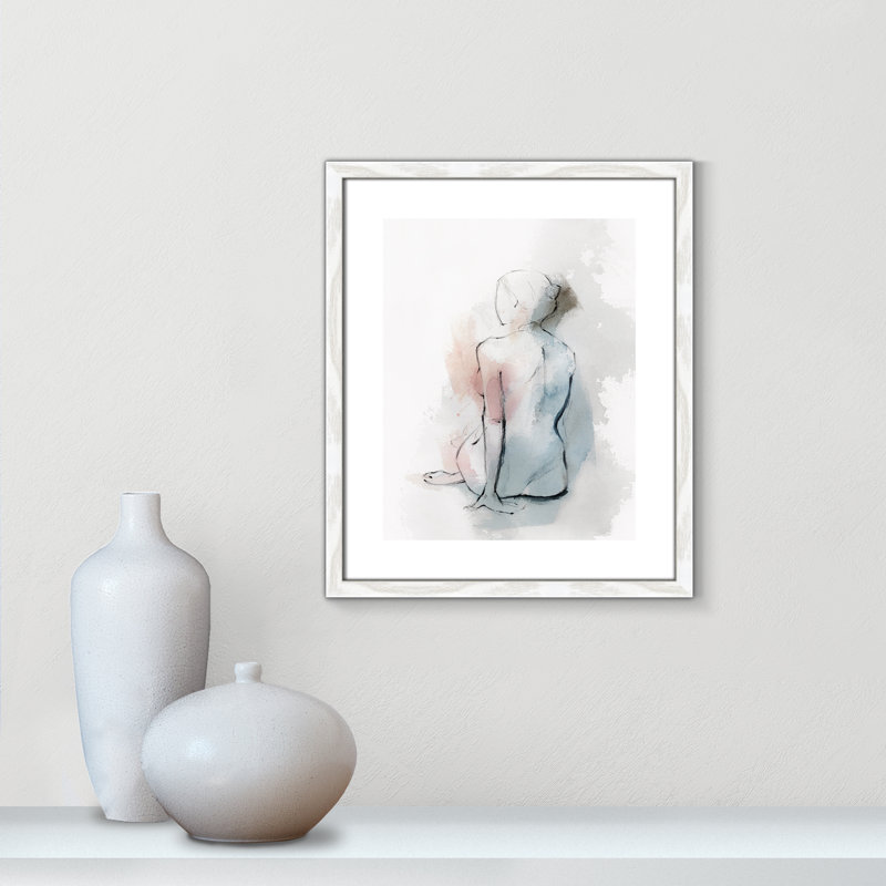 «Pastel Woman II» par Isabelle Z - reproduction d'art, H 19 po x l 16 po x P 0,75 po, Papier avec cadre en bois blanc