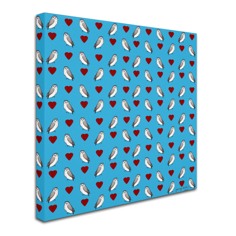 « hibou pattern », art sur toile, H 14 po x l 14 po