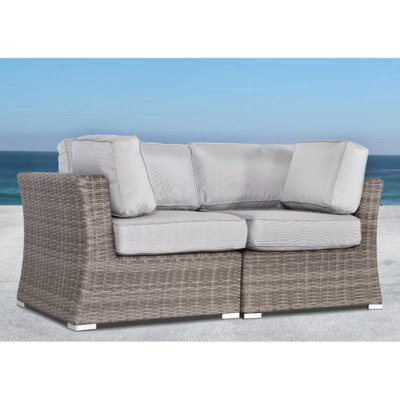 Fully Assembled 66" Outdoor Wicker Loveseat With Cushions