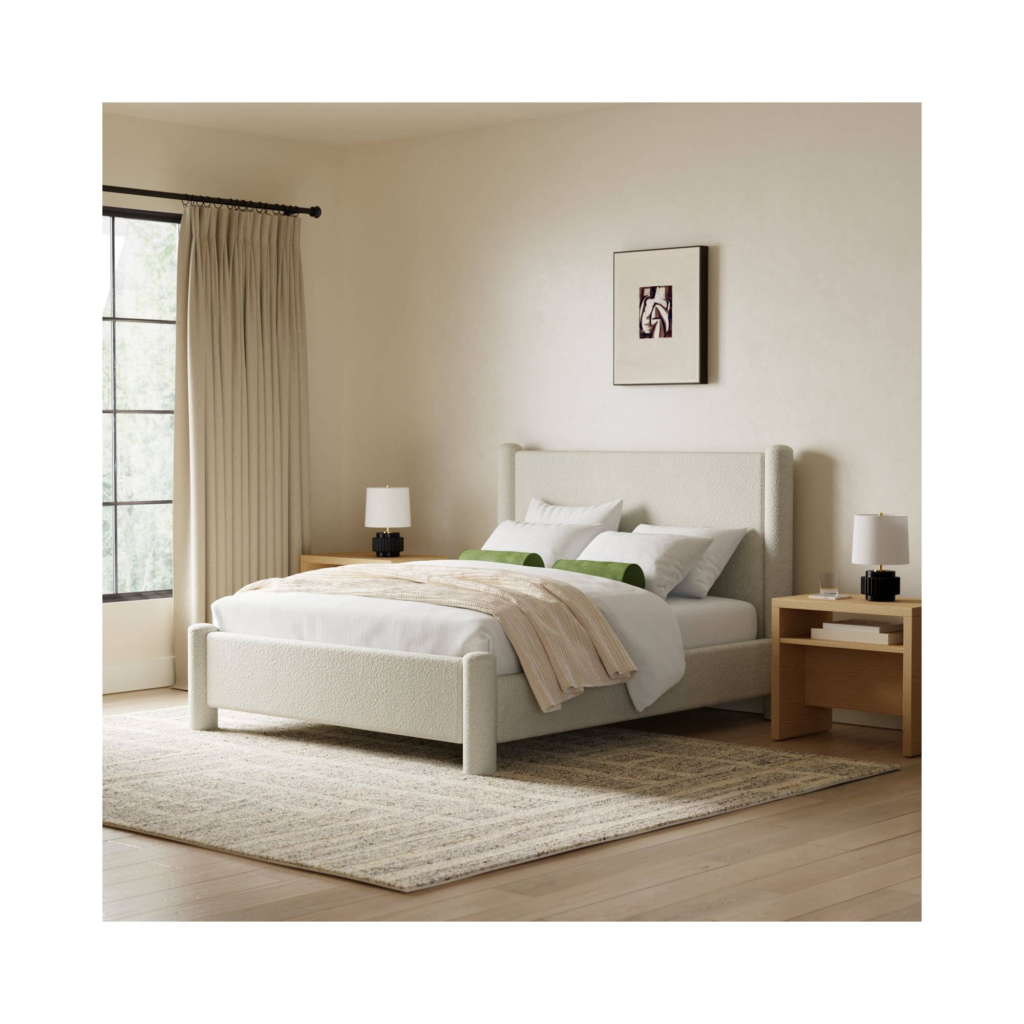 Asel Upholstered Bed, Queen