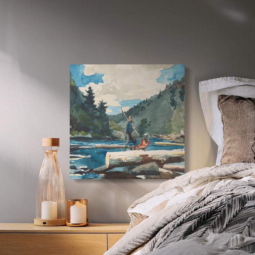 Classic American Logger River Landscape Canvas Print
