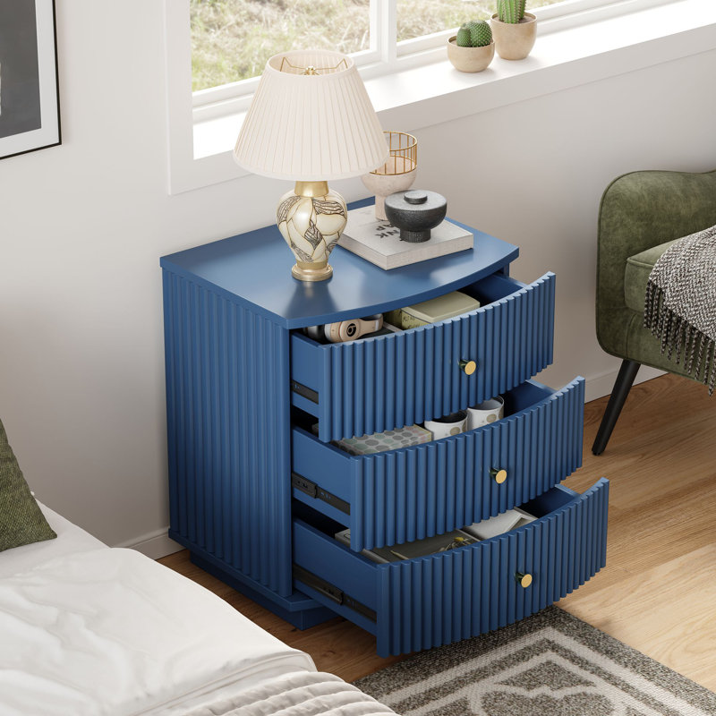 Commode 3 tiroirs l 19,69 po, Bleu