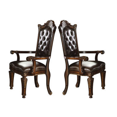 King Louis Chairs | Black leather Upholstered | Oval Back | C109