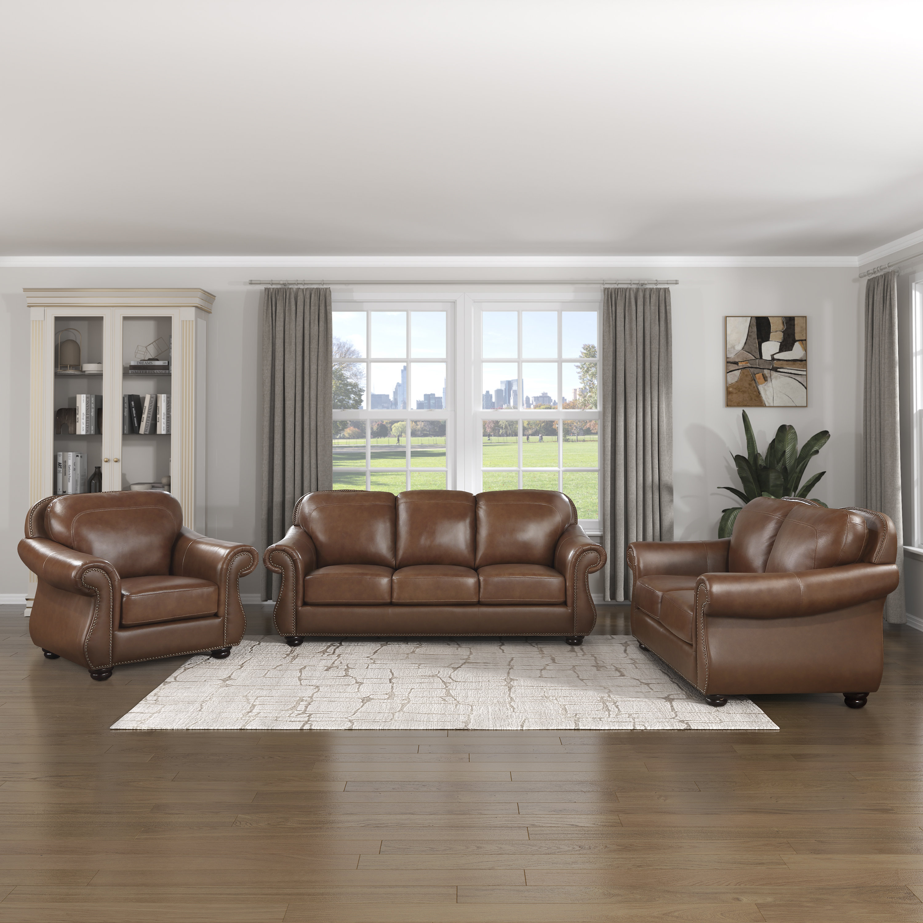 Darby Home Co Neodesha 3 Piece Genuine Leather Living Room Set | Wayfair