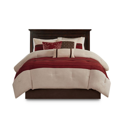 Ensembles de literie de luxe en faux suède pour très grand lit 7 pièces, rouge et confortable