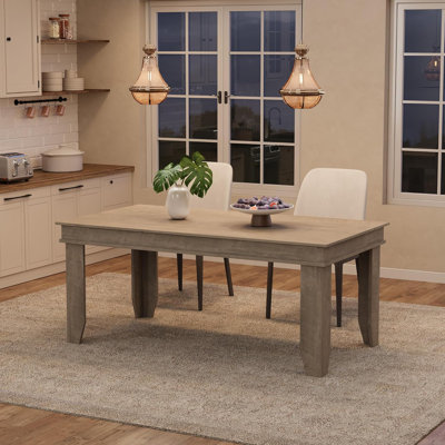63''Farmhouse Dining Table for 4-6 , Kitchen Tables with Wooden Sturdy Frame, 5 ft Large Rectangular Dinner Table for Dining Room, Kitchen, Gray, 63" Non-extendable