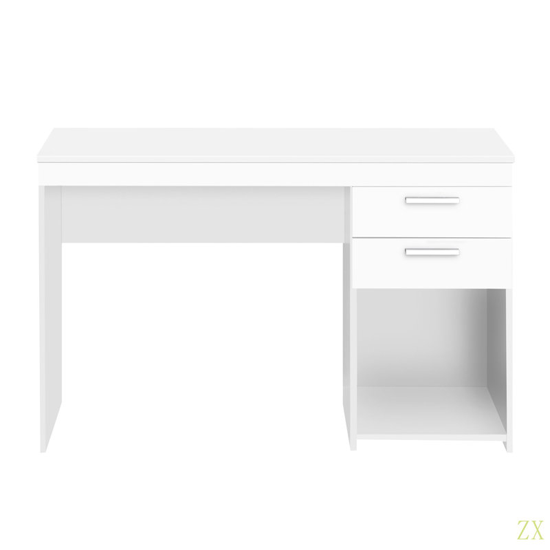 Poste de travail à domicile avec rangement, Blanc