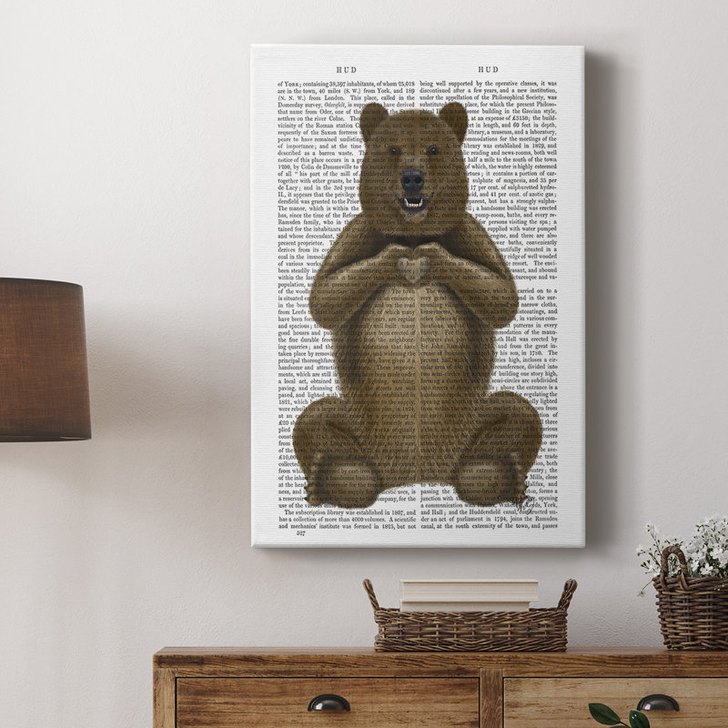Ours et cœur à la main - galerie Cavas sur mesure, H 60 po x l 40 po