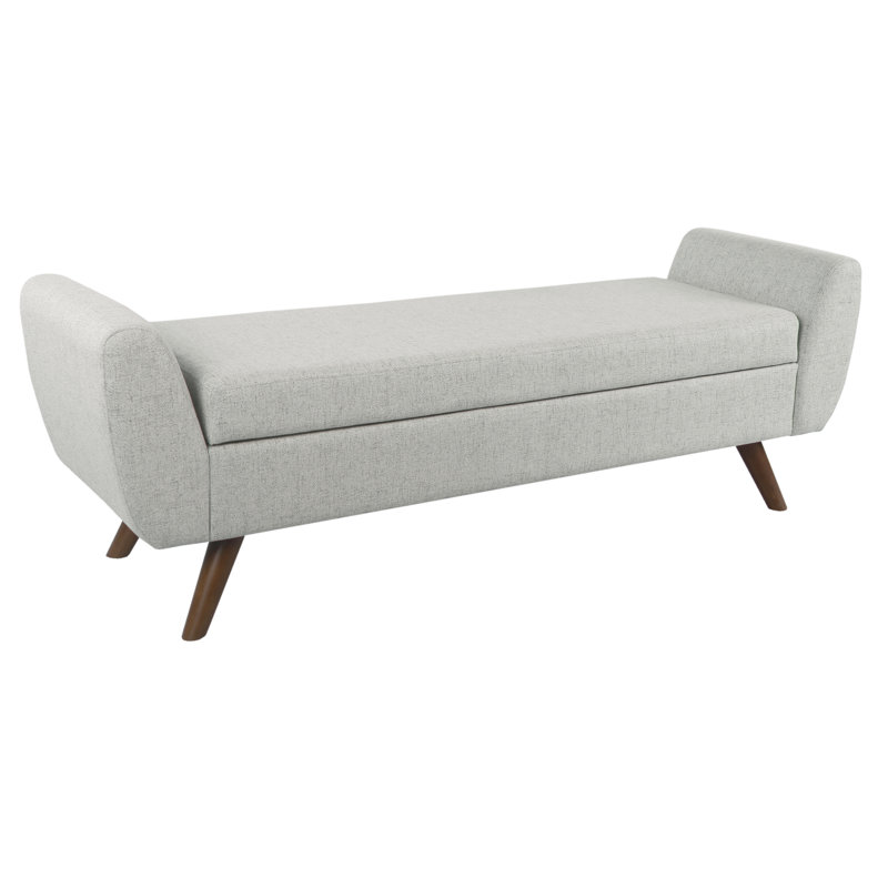 Amsi Upholstered Storage Bench, Gray Woven