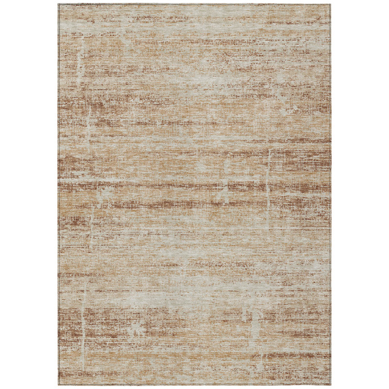 3' X 5' Copper Beige And Taupe Abstract Washable Indoor Outdoor Area Rug