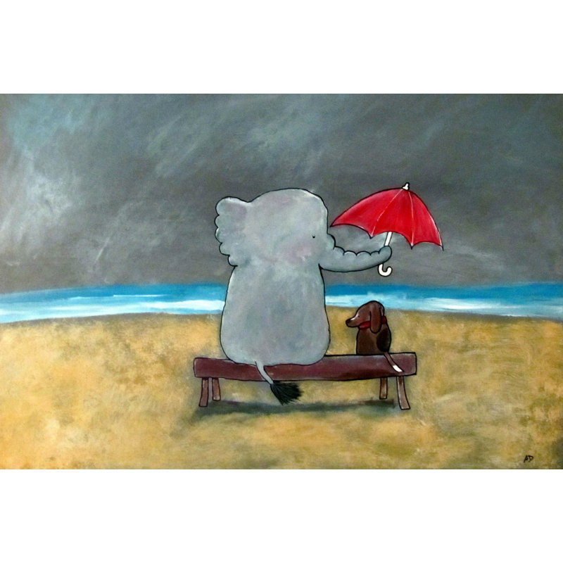 « éléphant parasol », art sur toile, 20 po x 30 p
