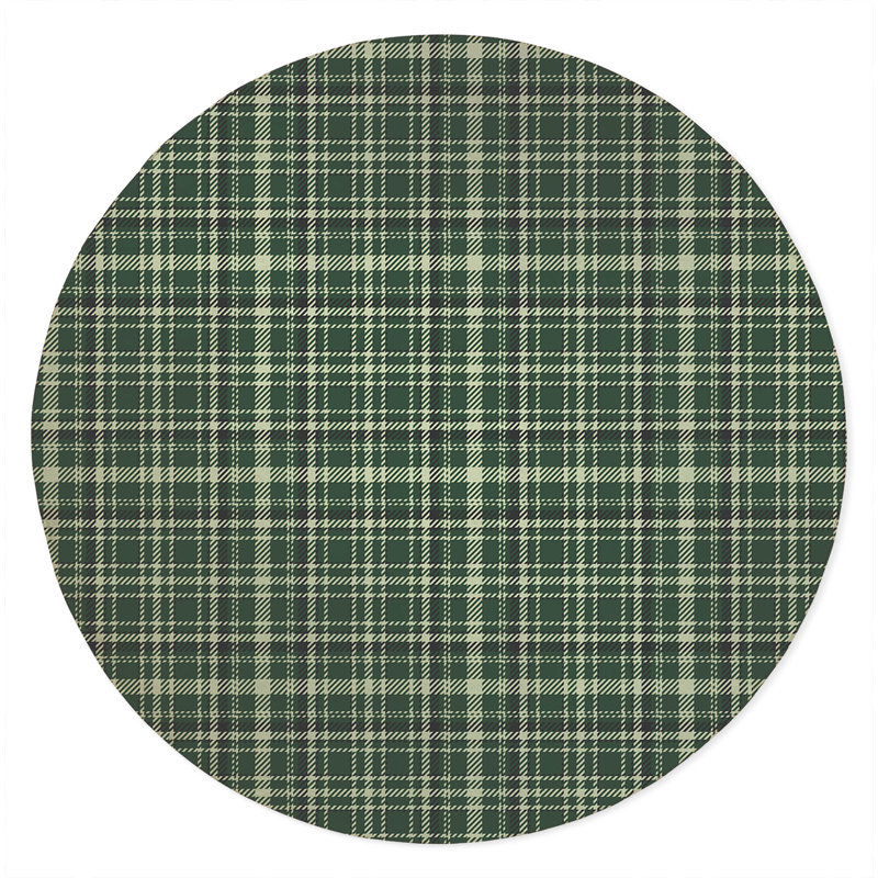 Rocky Tartan Non-Slip Outdoor Rug, Round 5'