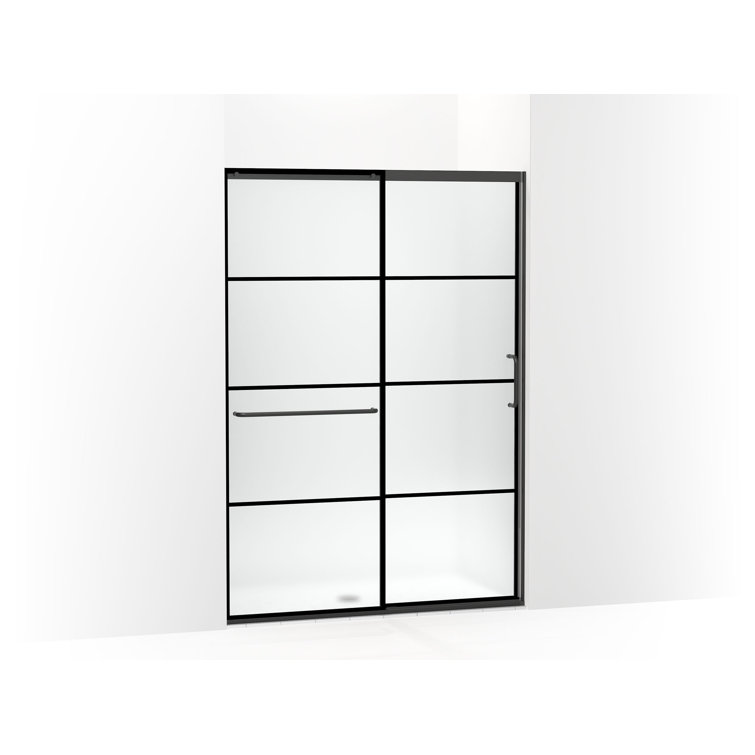 Elate Tall Sliding Shower Door, 75-1/2-In H X 50-1/4 - 53-5/8-In W, With Heavy 5/16-In Thick Crystal Clear Glass With Rectangular Grille Pattern