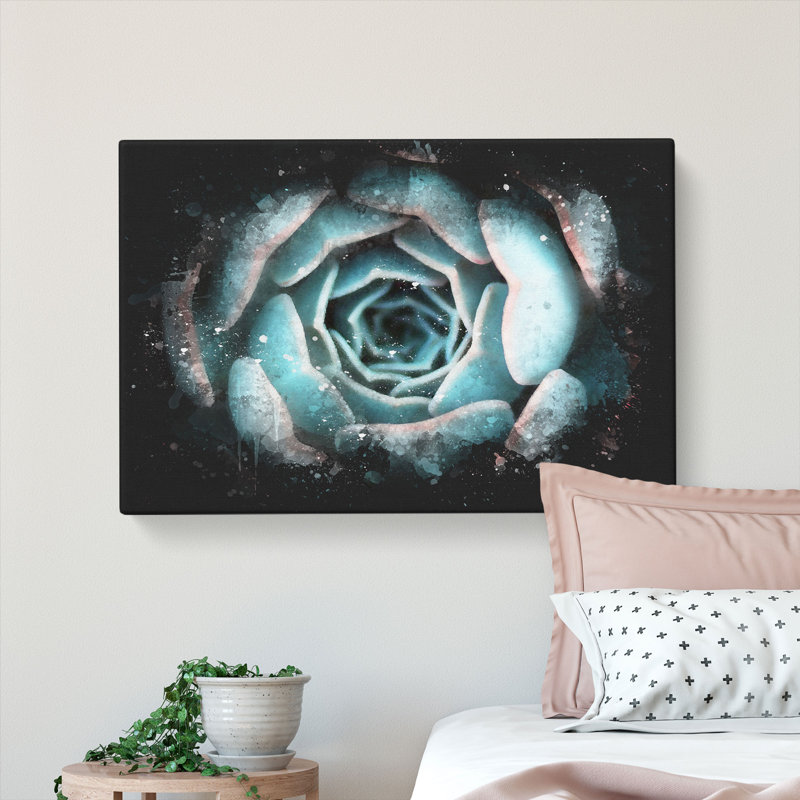 Pink And Green Succulent Plant - Wrapped Canvas, 40cm H x 60cm W x 3cm D