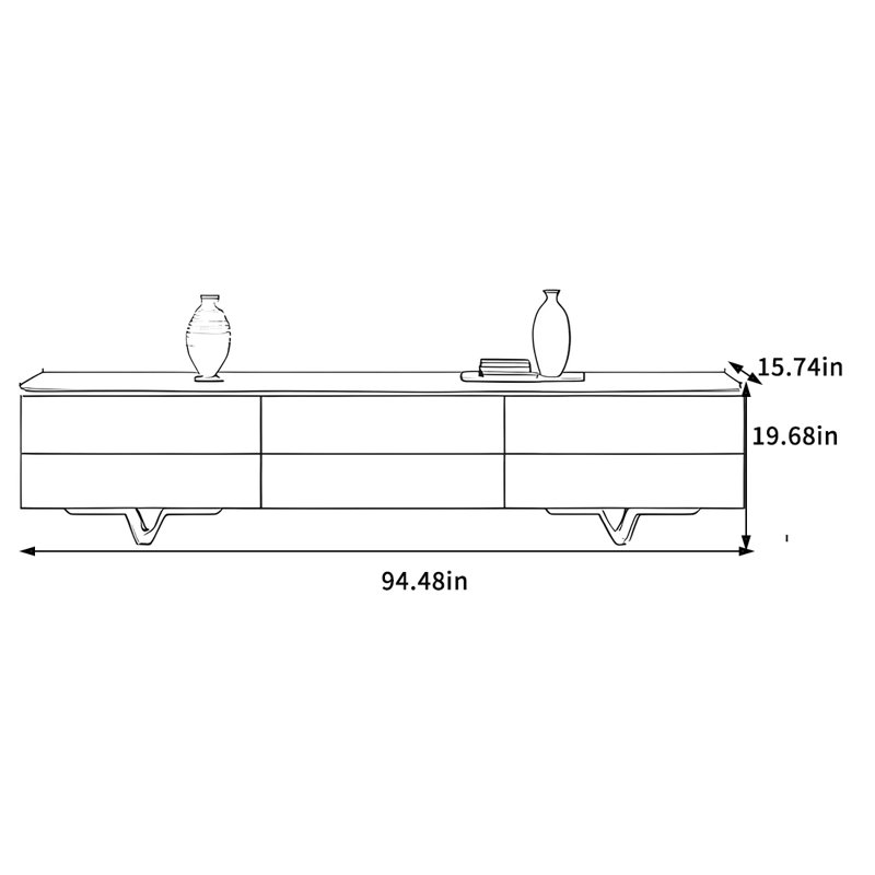 Meuble télé moderne italien, H 19,68 po x L 94,48 po x l 15,74 po