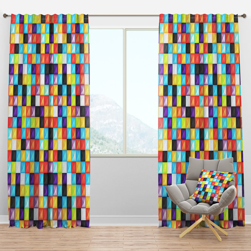 Carrés lumineux 3D - Rideau en velours moderne - obscurcissant - 1 panneau, l 52 po x L 95 po
