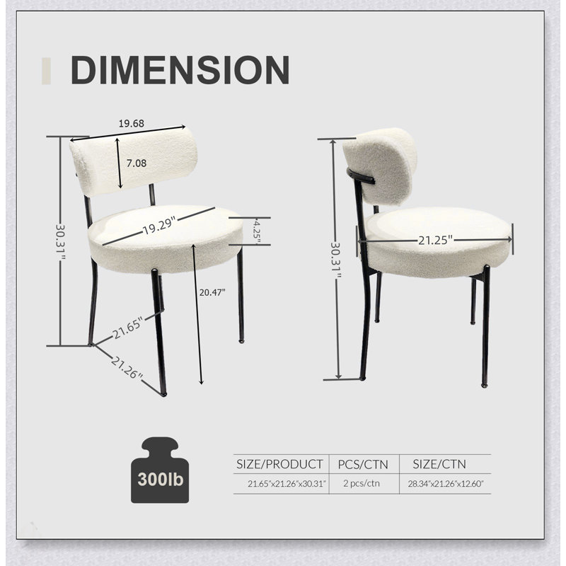 Ensemble de 4 chaises de salle à manger blanches de style Mid-Century moderne, confortables et élégantes, 4